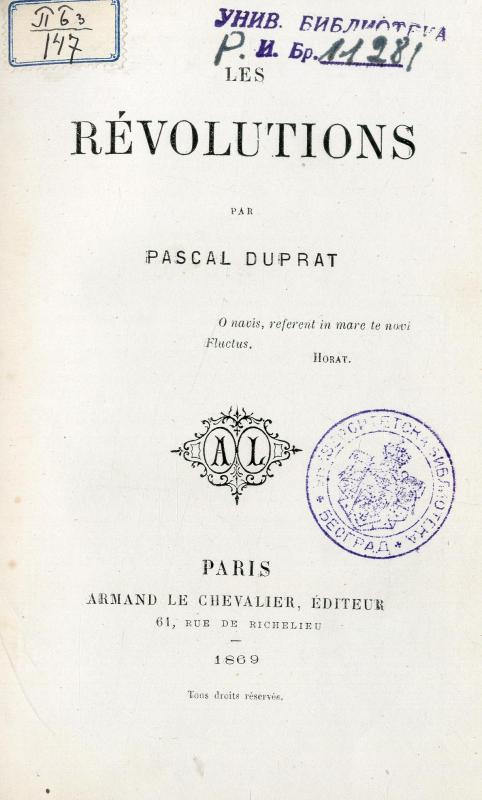 Les Révolution / par Pascal Duprat