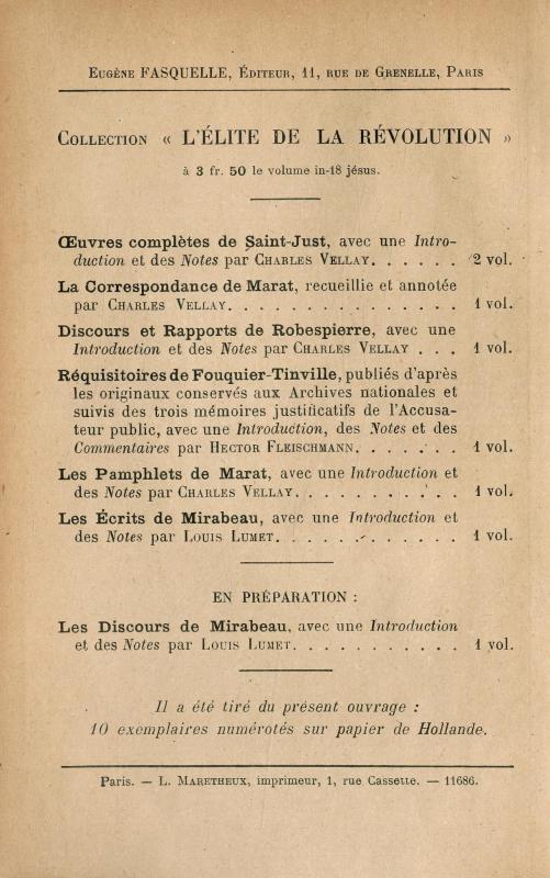 Oeuvres politiques de Fabre d'Églantine / Philippe François Nazaire Fabre d'Églatine ; avec une introduction et des notes par Charles Vellay