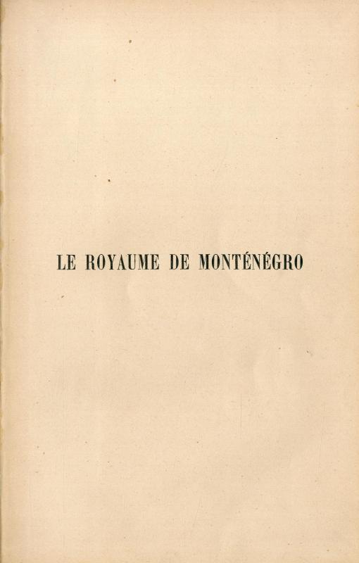 Le Royaume de Monténégro : avec une carte / par M. C. Verloop