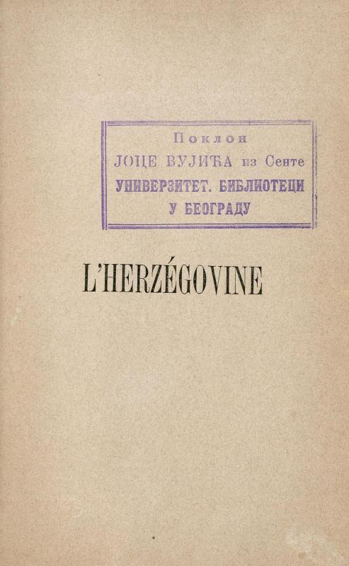 L'Herzégovine : ouvrage accompagné d'une carte / Gaston Thomson
