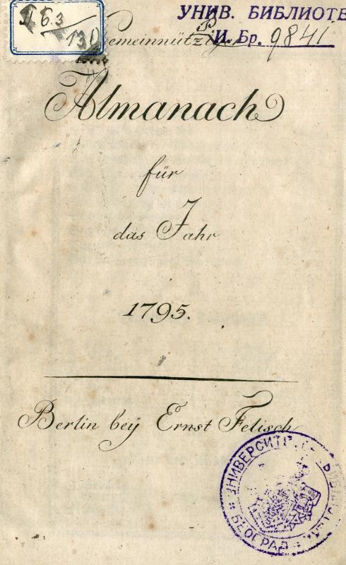 Gemeinnützliger Almanach für das Jahr 1795