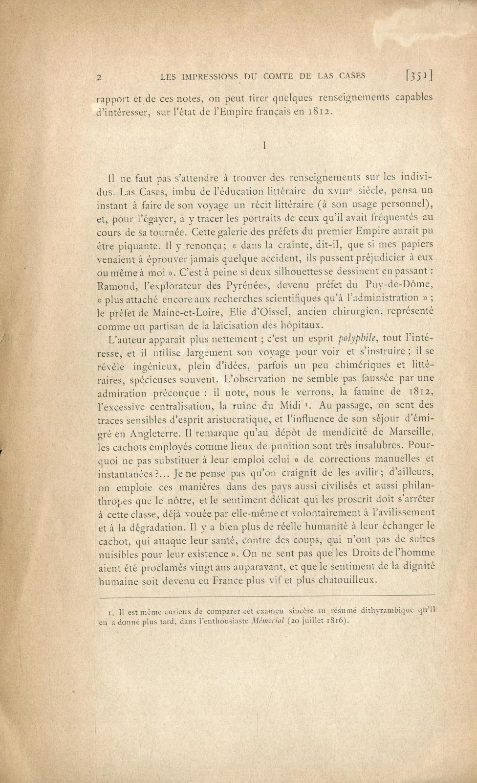 Les impressions du comte de Las Cases sur l'Empire français en 1812 / par Ph. Gonnard
