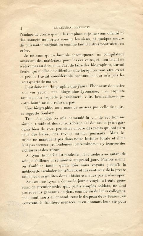 Le général Maupetit : discours de réception prononcé à l'Académie des sciences, belles-lettres et arts de Lyon, dans sa séance publique du 9 juillet 1895 / par M. Aimé Vingtrinier