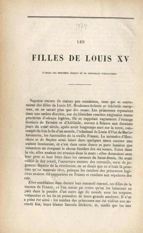 Les filles de Louis XV : d'après des documens inédits et de nouvelles publications / Jules Soury