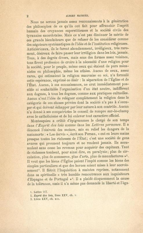 Les philosophes et la séparation de l'église et de l'état en France à la fin du XVIIIe siécle / Albert Mathiez